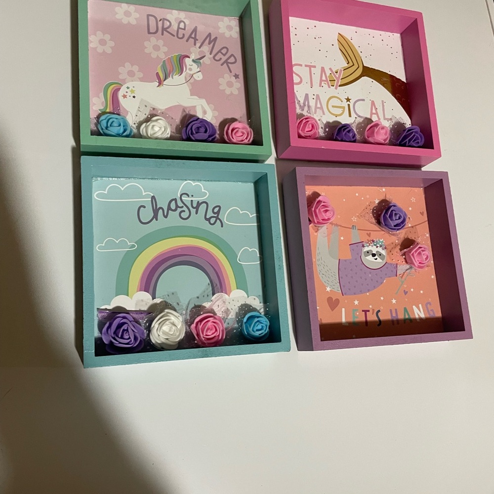 Colorful Unicorn and Llama Wall Decor Set